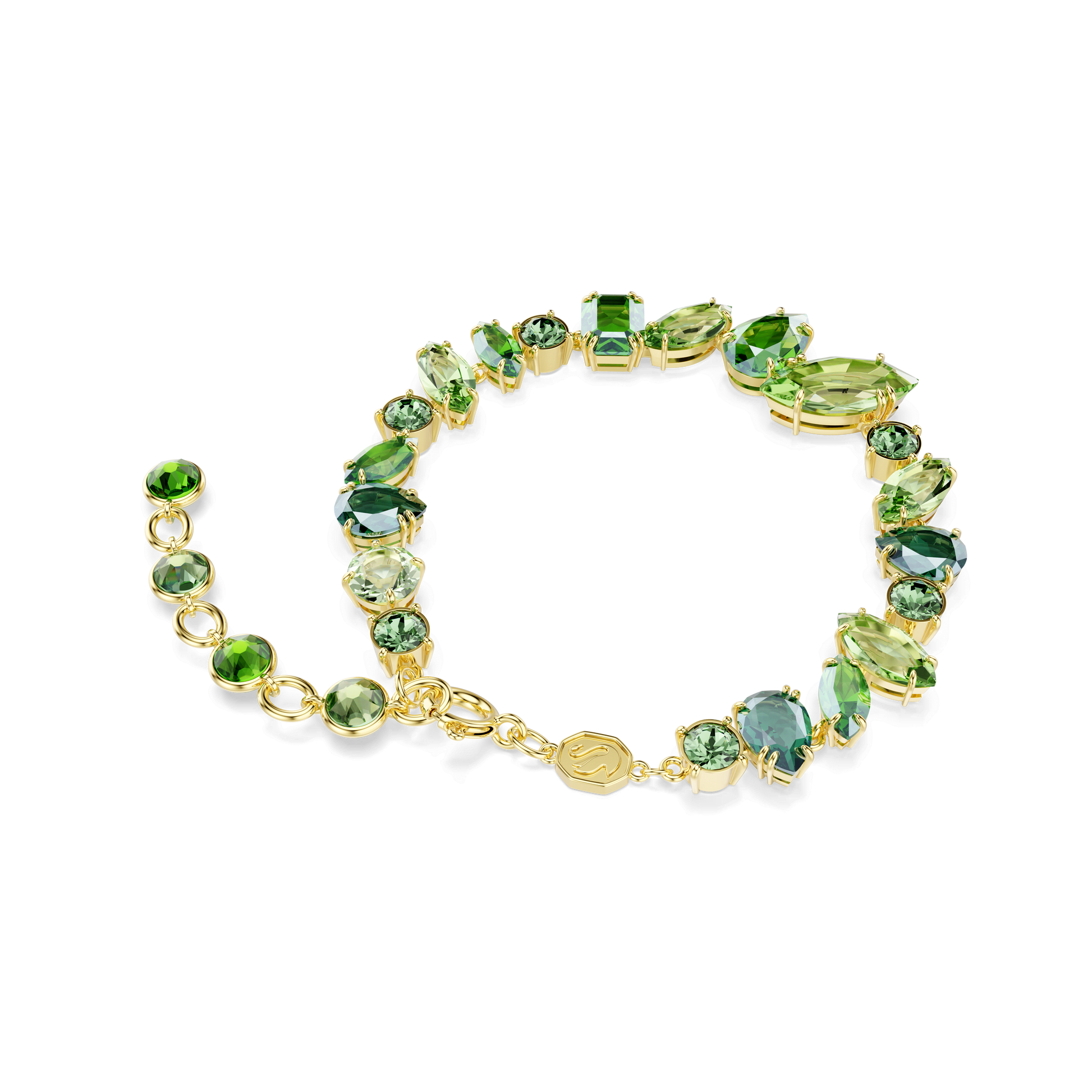 Gema bracelet, Mixed cuts, Green, Gold-tone plated 5652822