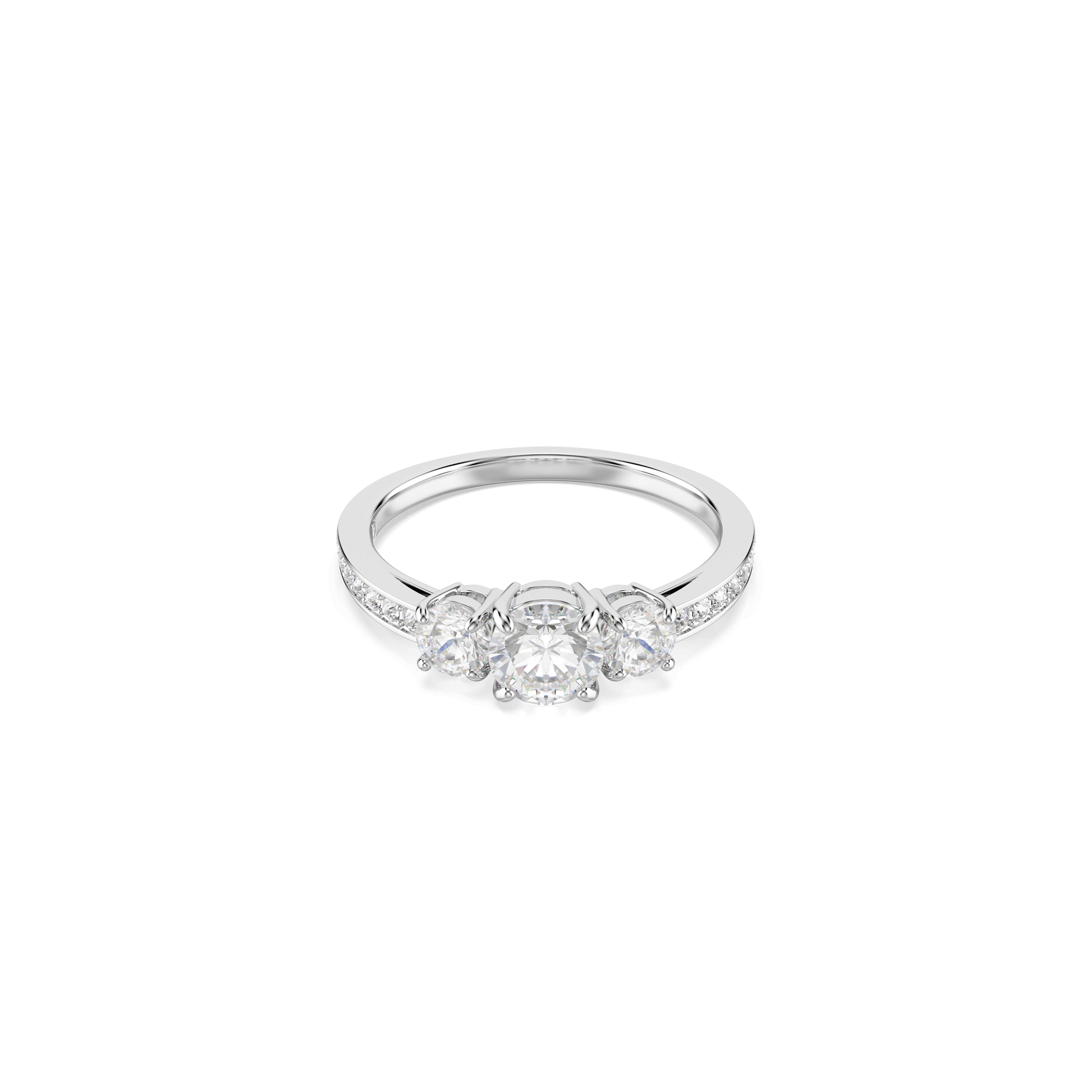 Stilla Attract ring, Round cut, White, Silver-tone finish 5656289