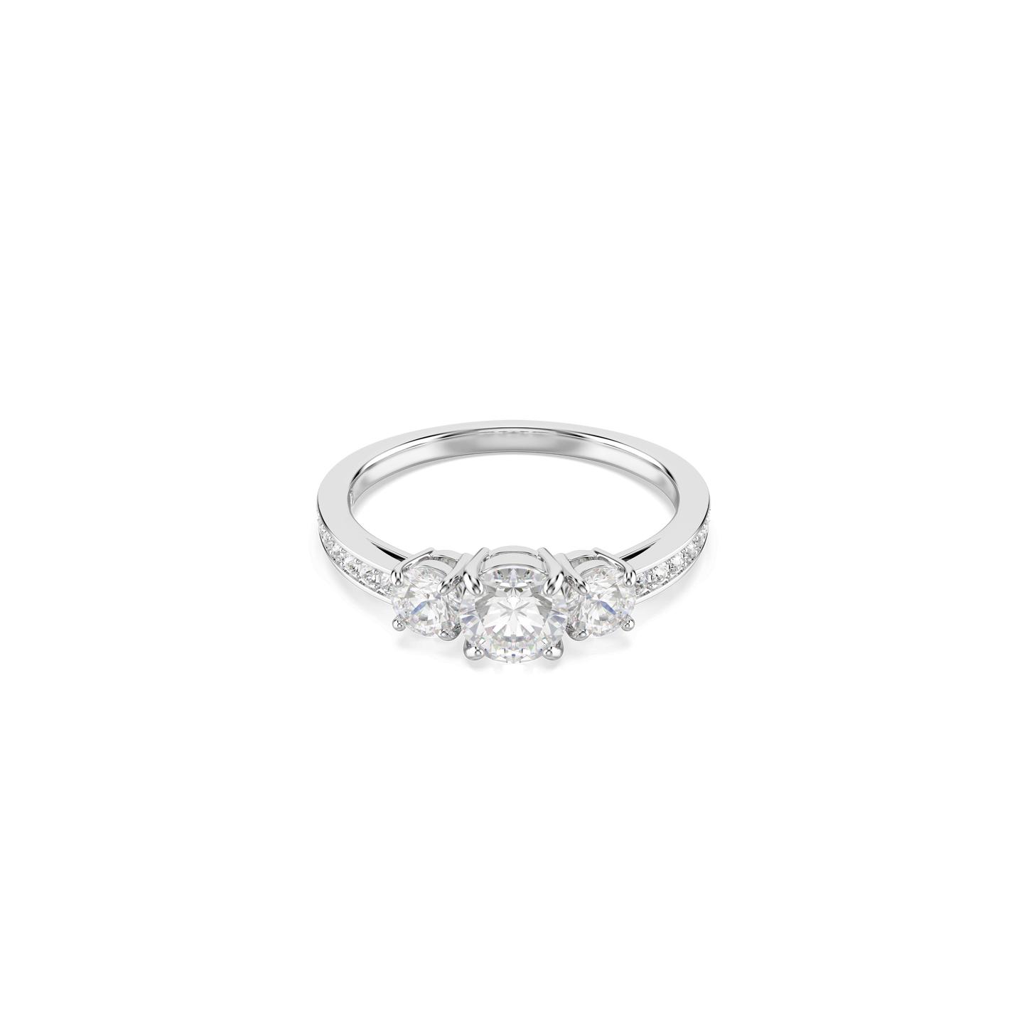 Stilla Attract ring, Round cut, White, Silver-tone finish 5656290