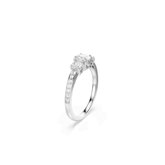 Stilla Attract ring, Round cut, White, Silver-tone finish 5656291