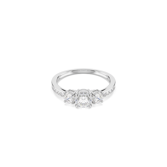 Stilla Attract ring, Round cut, White, Silver-tone finish 5656292