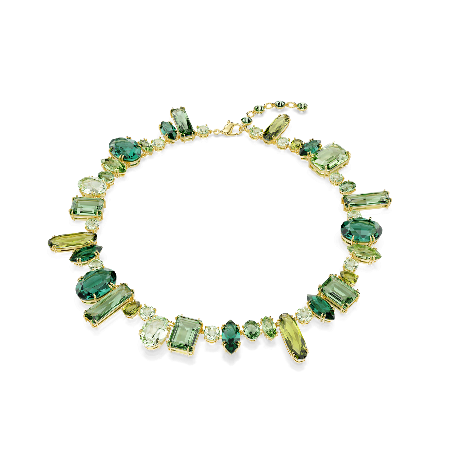 Gema necklace, Mixed cuts, Green, Gold-tone plated 5657388