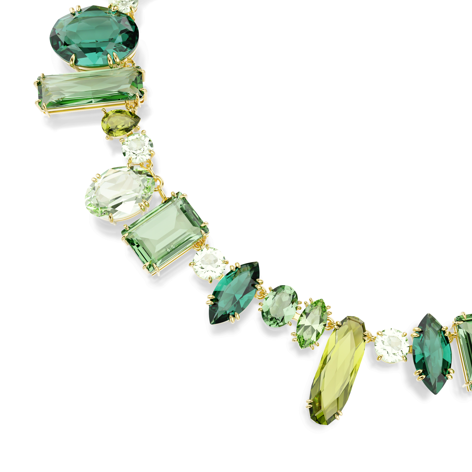 Gema necklace, Mixed cuts, Green, Gold-tone plated 5657388