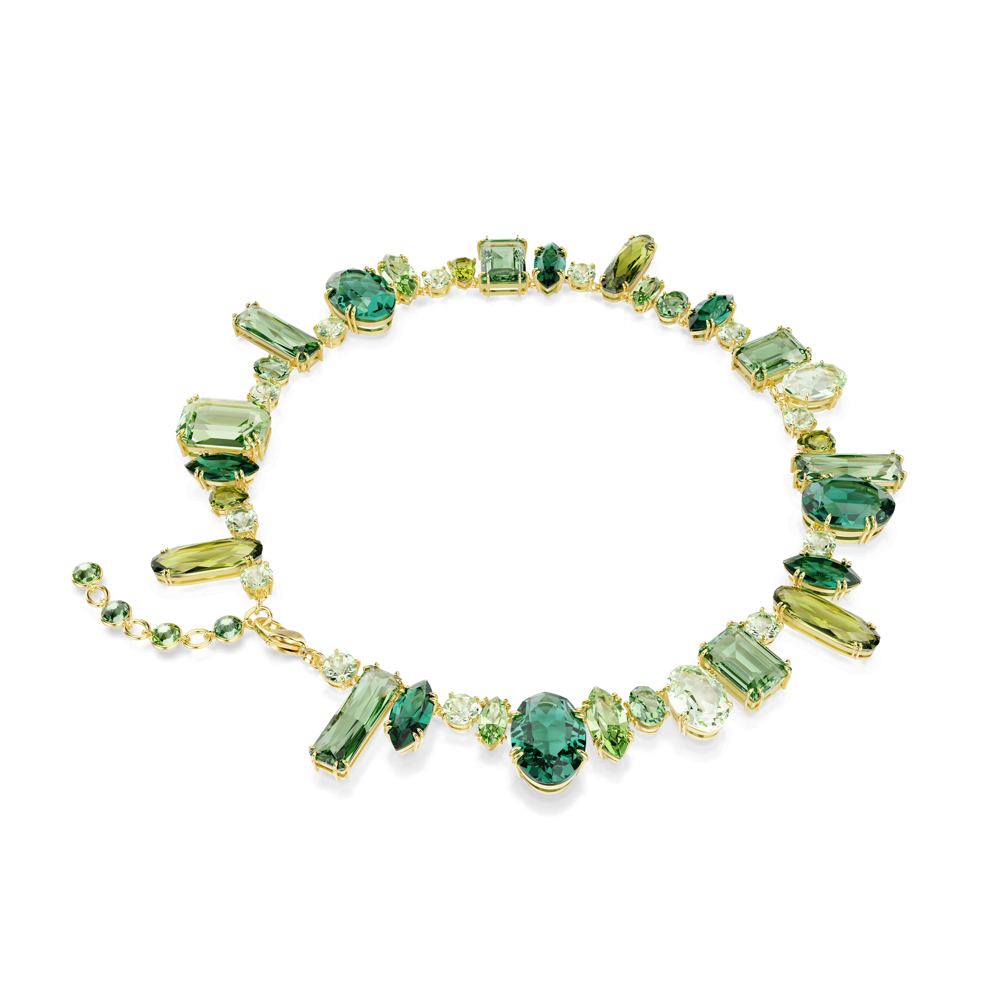 Gema necklace, Mixed cuts, Green, Gold-tone plated 5657388