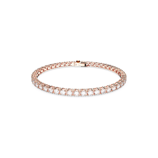 Matrix Tennis bracelet, Round cut, White, Rose gold-tone plated 5657661