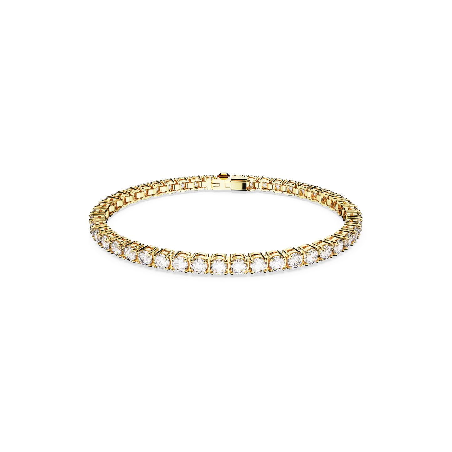 Matrix Tennis bracelet, Round cut, White, Gold-tone plated 5657663