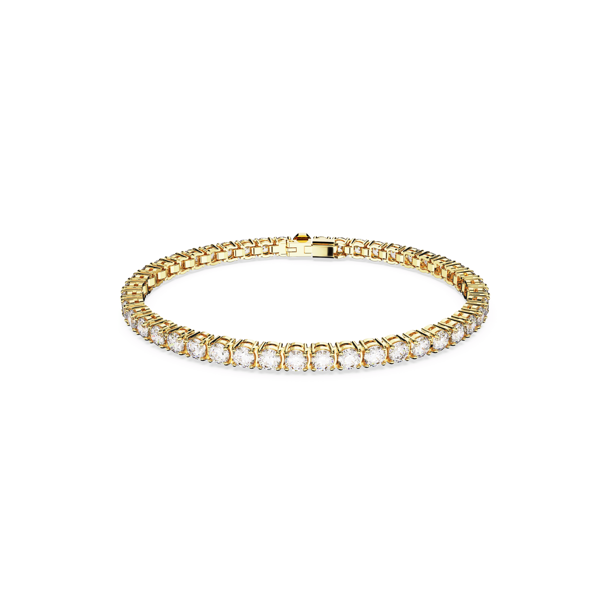 Matrix Tennis bracelet, Round cut, White, Gold-tone plated 5657663