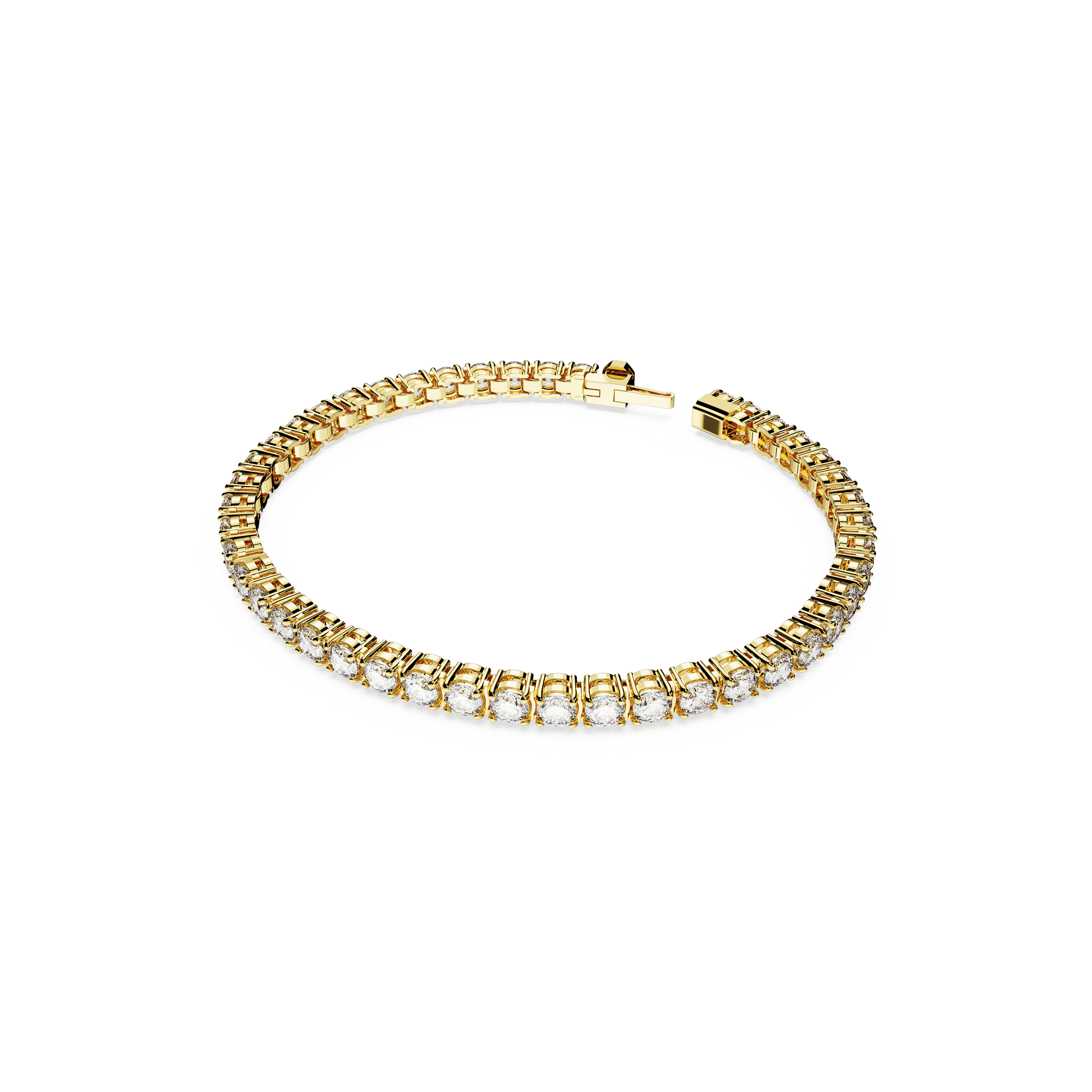 Matrix Tennis bracelet, Round cut, White, Gold-tone plated 5657663