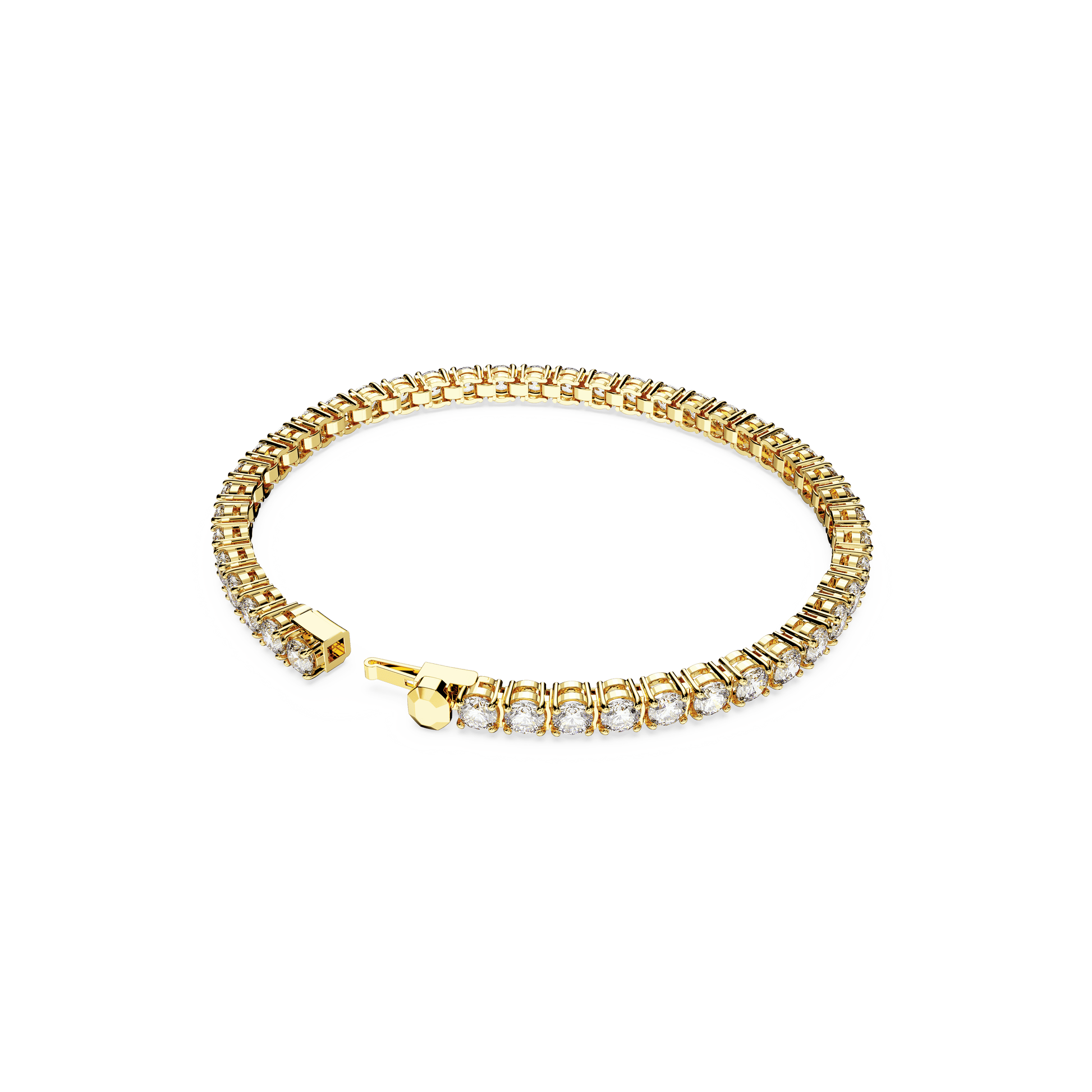 Matrix Tennis bracelet, Round cut, White, Gold-tone plated 5657663