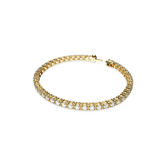 Matrix Tennis bracelet, Round cut, White, Gold-tone plated 5657665