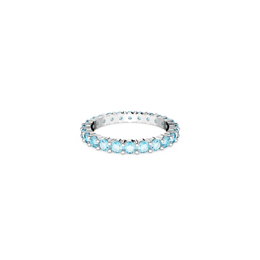 Matrix ring, Round cut, Blue, Rhodium plated 5658671