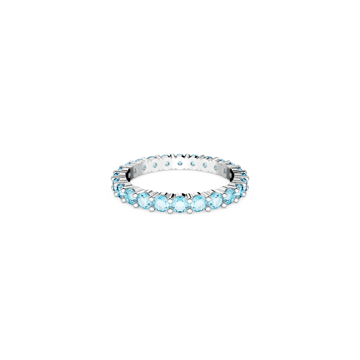 Matrix ring, Round cut, Blue, Rhodium plated 5658673
