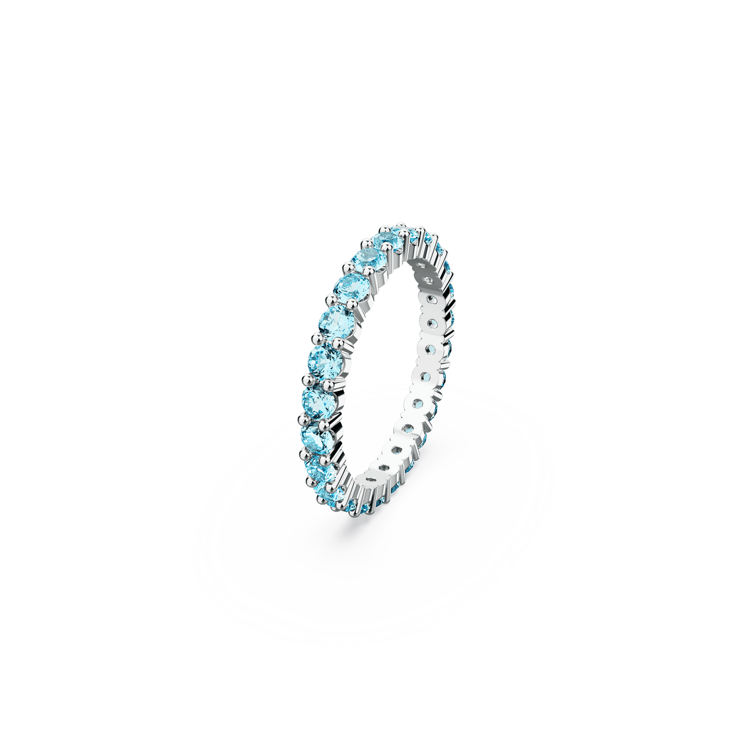 Matrix ring, Round cut, Blue, Rhodium plated 5658673
