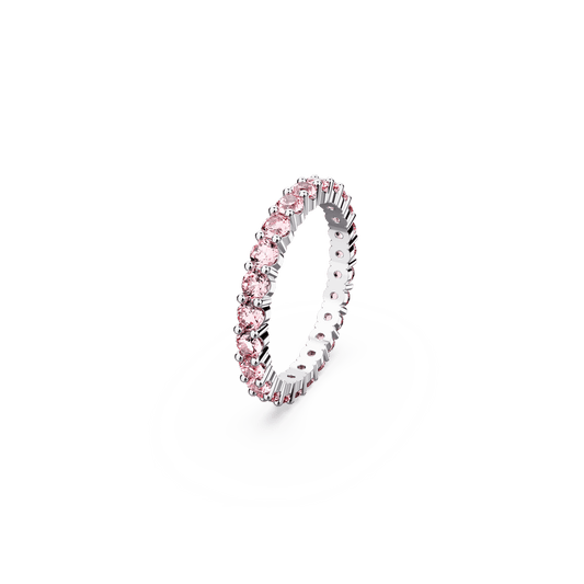 Matrix ring, Round cut, Pink, Rhodium plated 5658855