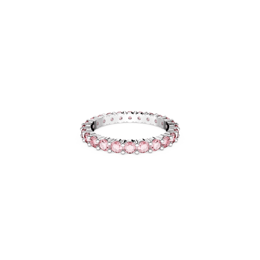 Matrix ring, Round cut, Pink, Rhodium plated 5658855