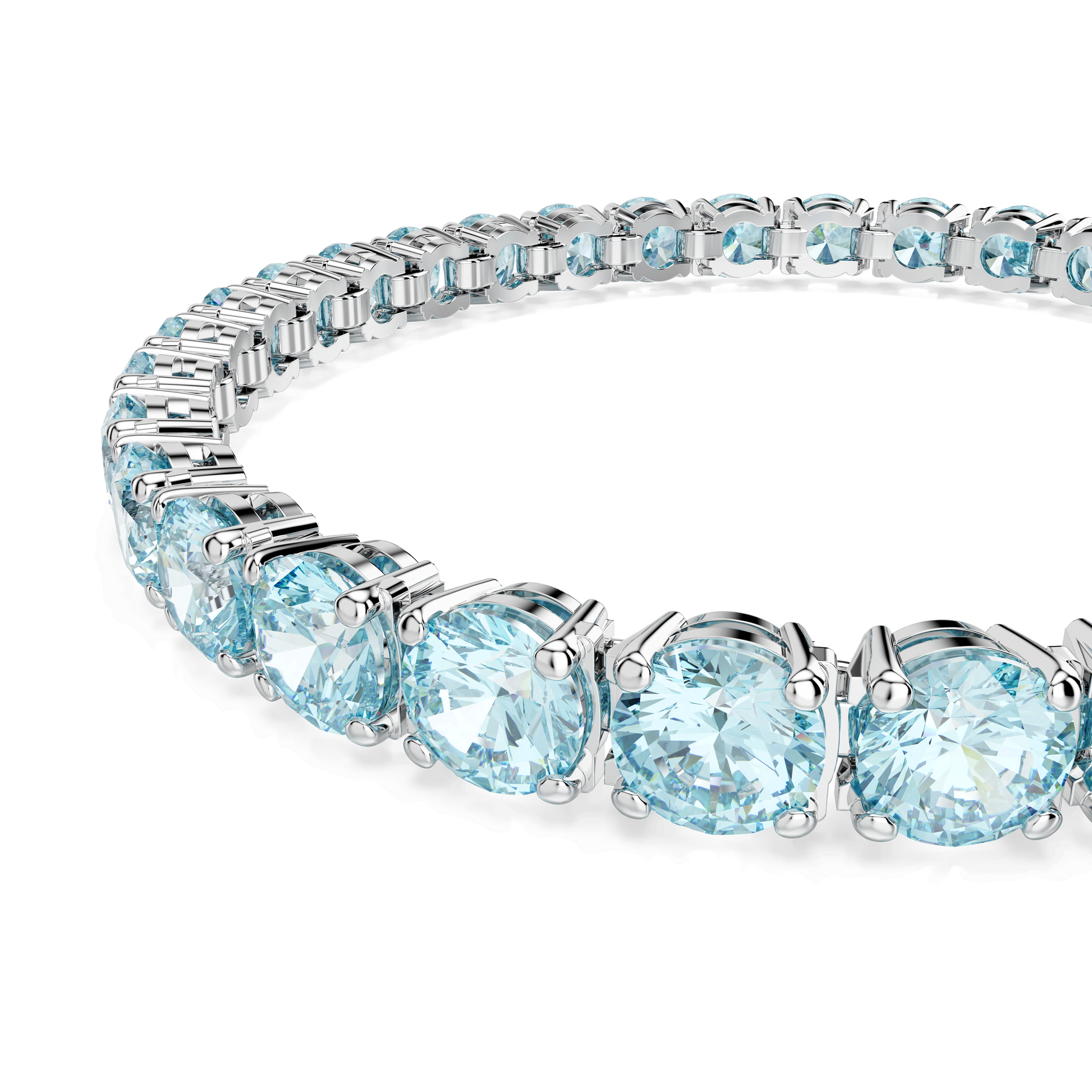 Matrix Tennis bracelet, Round cut, Blue, Rhodium plated 5660914
