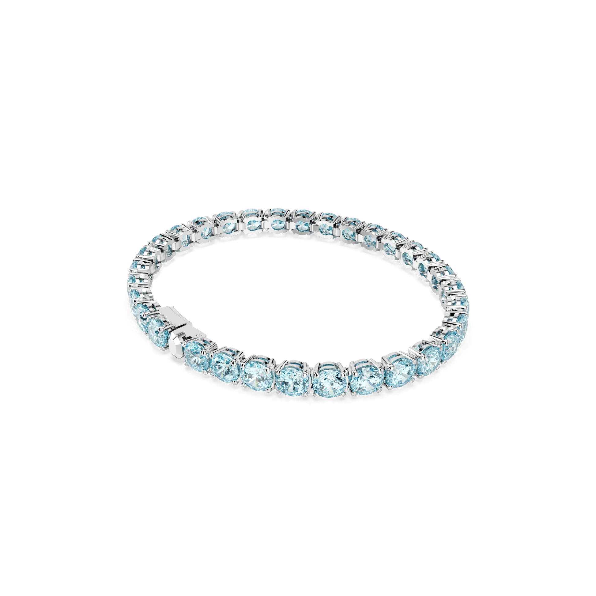 Matrix Tennis bracelet, Round cut, Blue, Rhodium plated 5660914