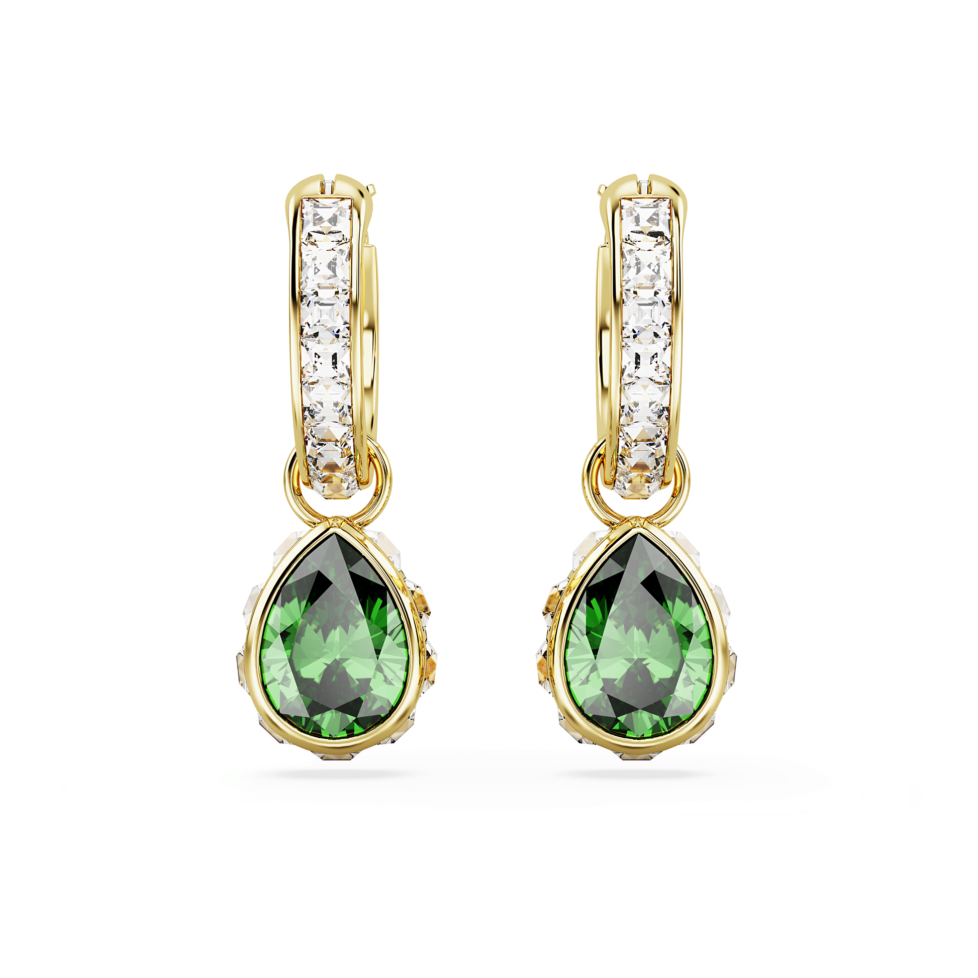 Chroma drop earrings, Pear cut, Green, Gold-tone plated 5662922