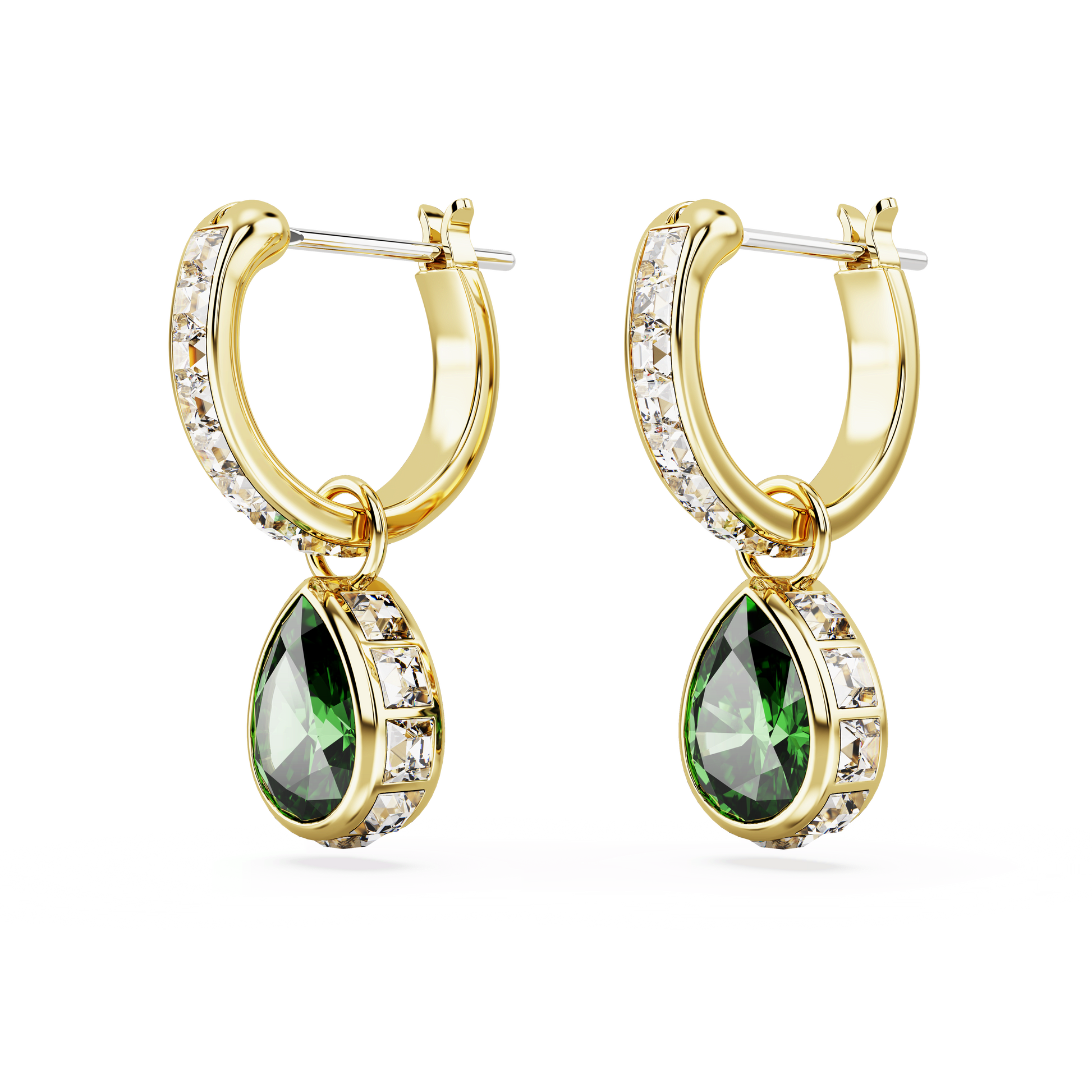 Chroma drop earrings, Pear cut, Green, Gold-tone plated 5662922