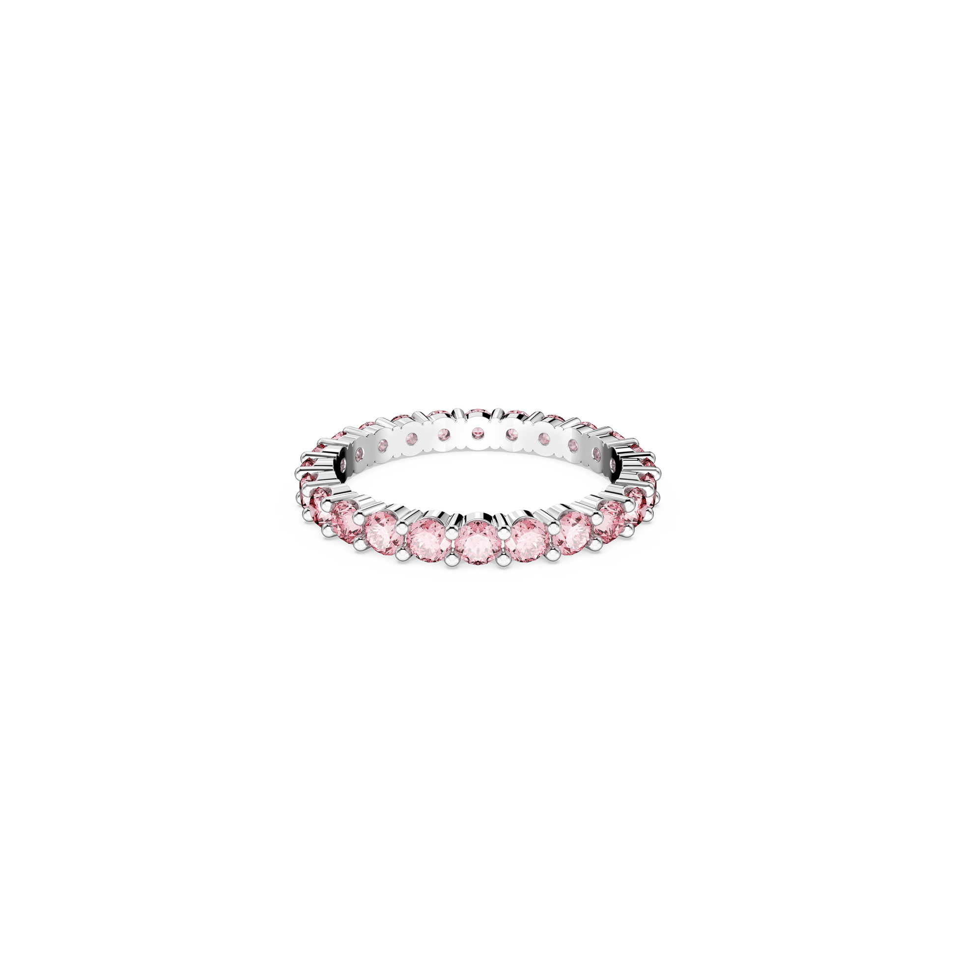 Matrix ring, Round cut, Pink, Rhodium plated 5664431