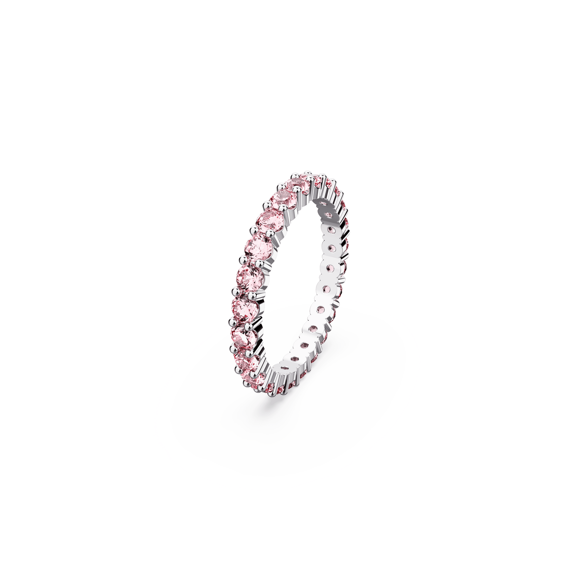 Matrix ring, Round cut, Pink, Rhodium plated 5664431