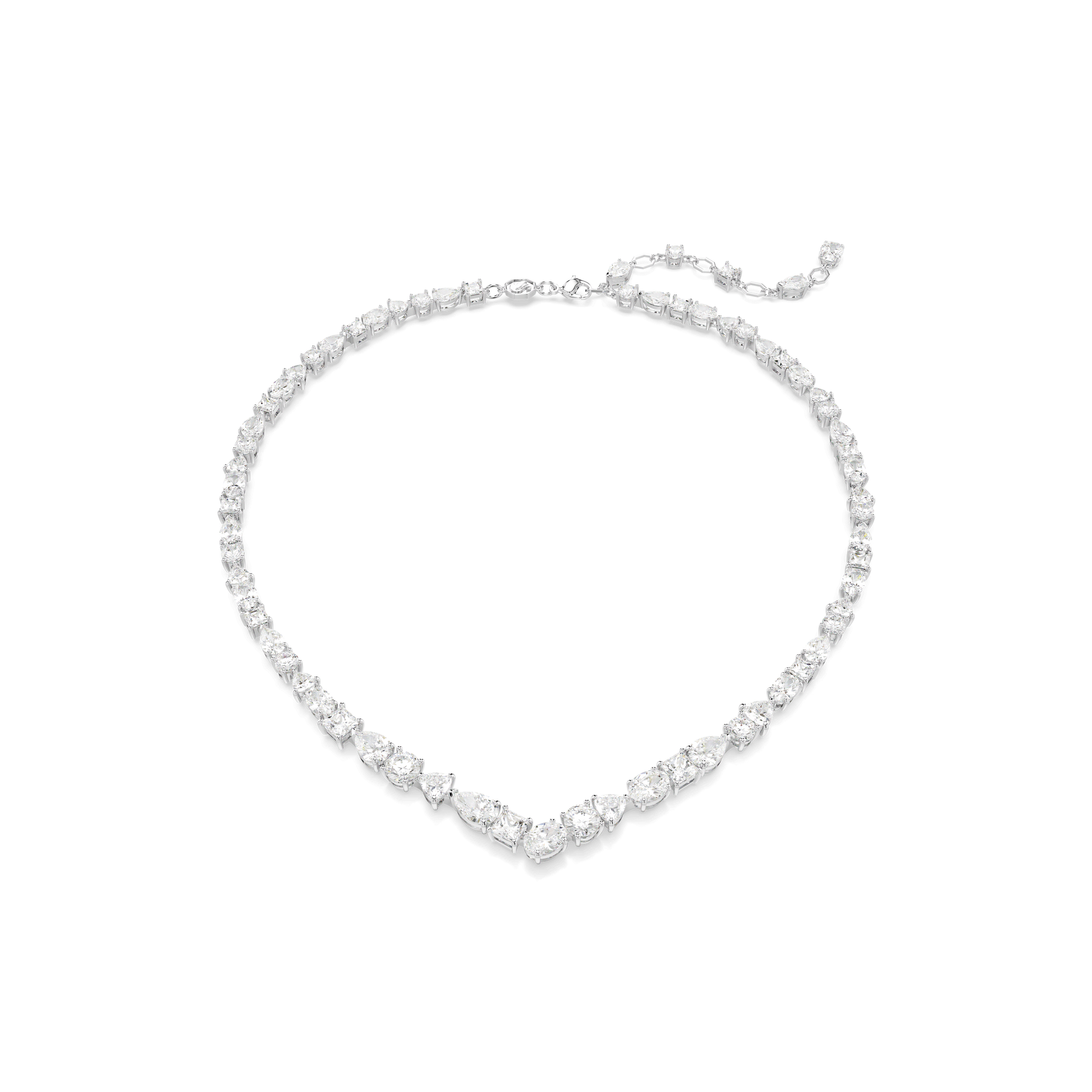 Mesmera necklace, Mixed cuts, White, Rhodium plated 5665242