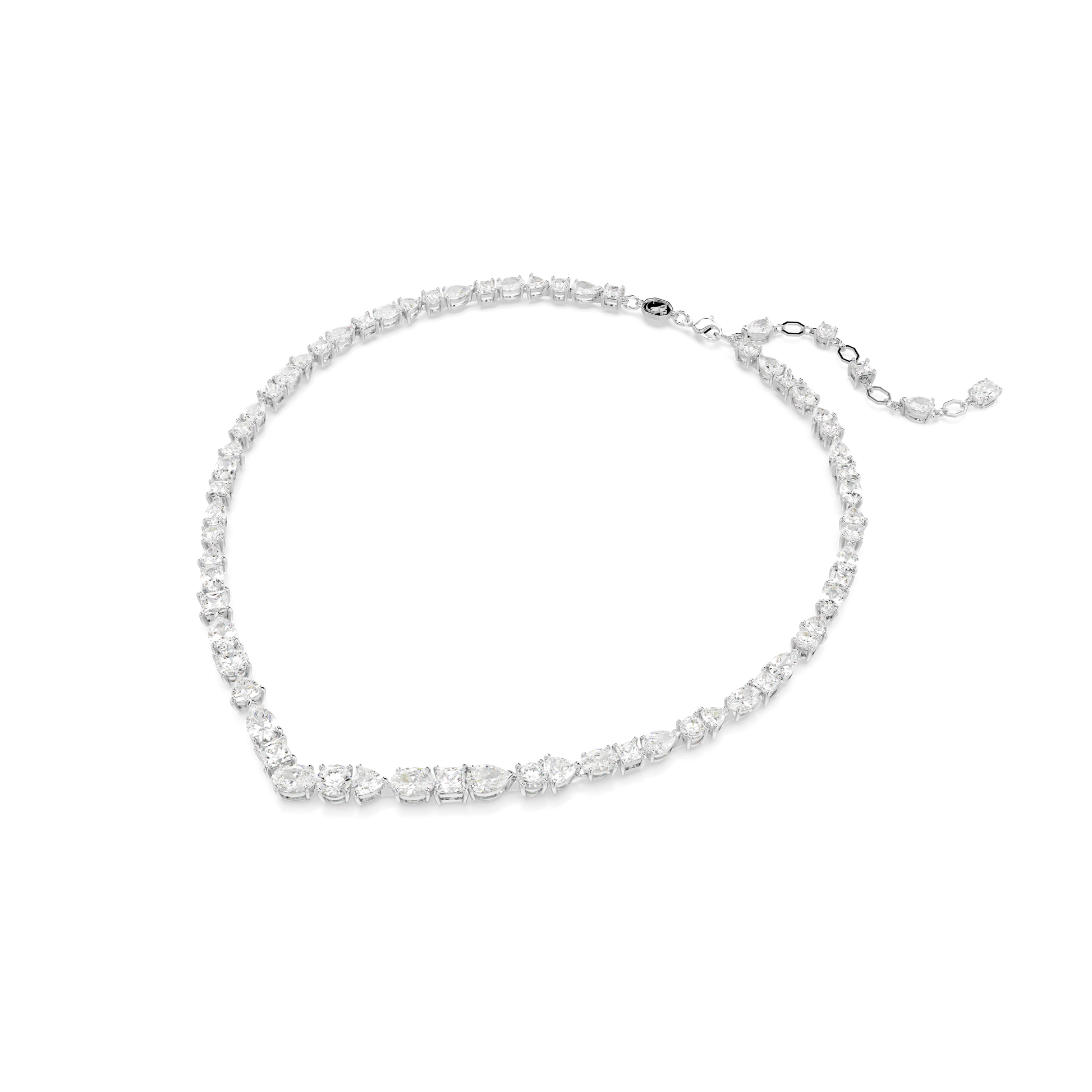 Mesmera necklace, Mixed cuts, White, Rhodium plated 5665242