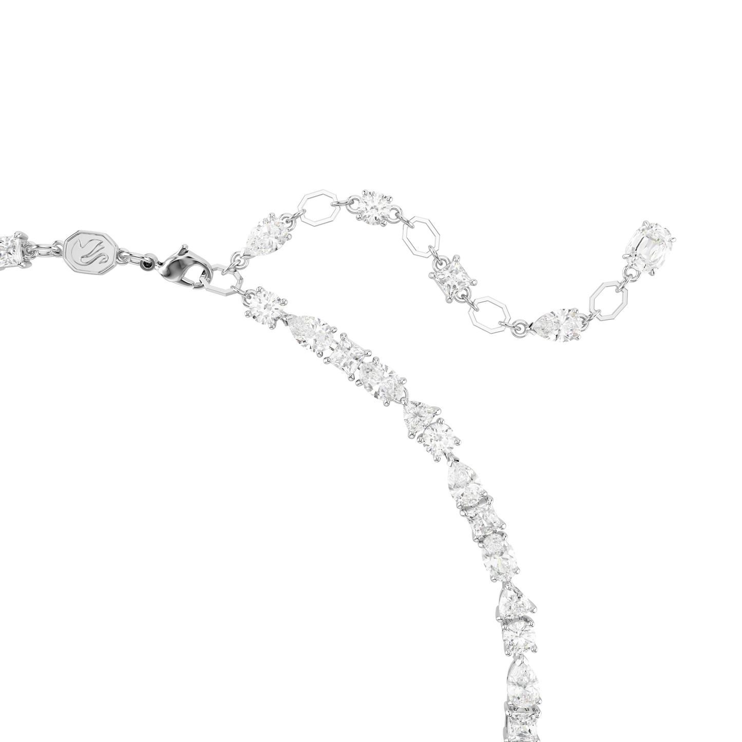 Mesmera necklace, Mixed cuts, White, Rhodium plated 5665242