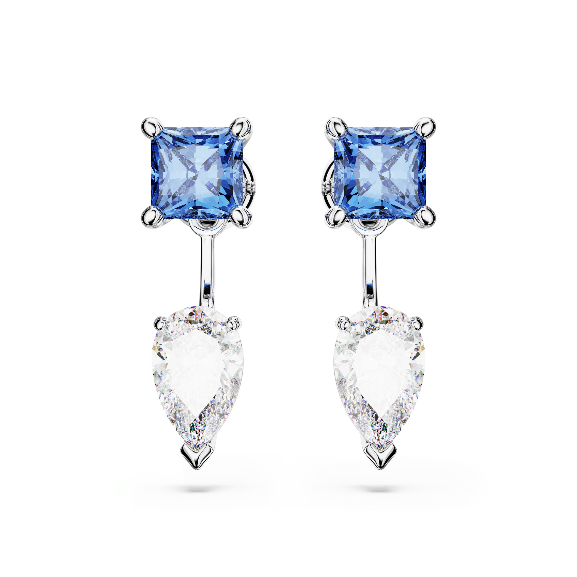 Mesmera earring jackets, Mixed cuts, Detachable, Blue, Rhodium plated 5665767