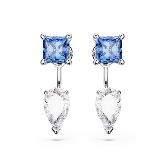 Mesmera earring jackets, Mixed cuts, Detachable, Blue, Rhodium plated 5665767