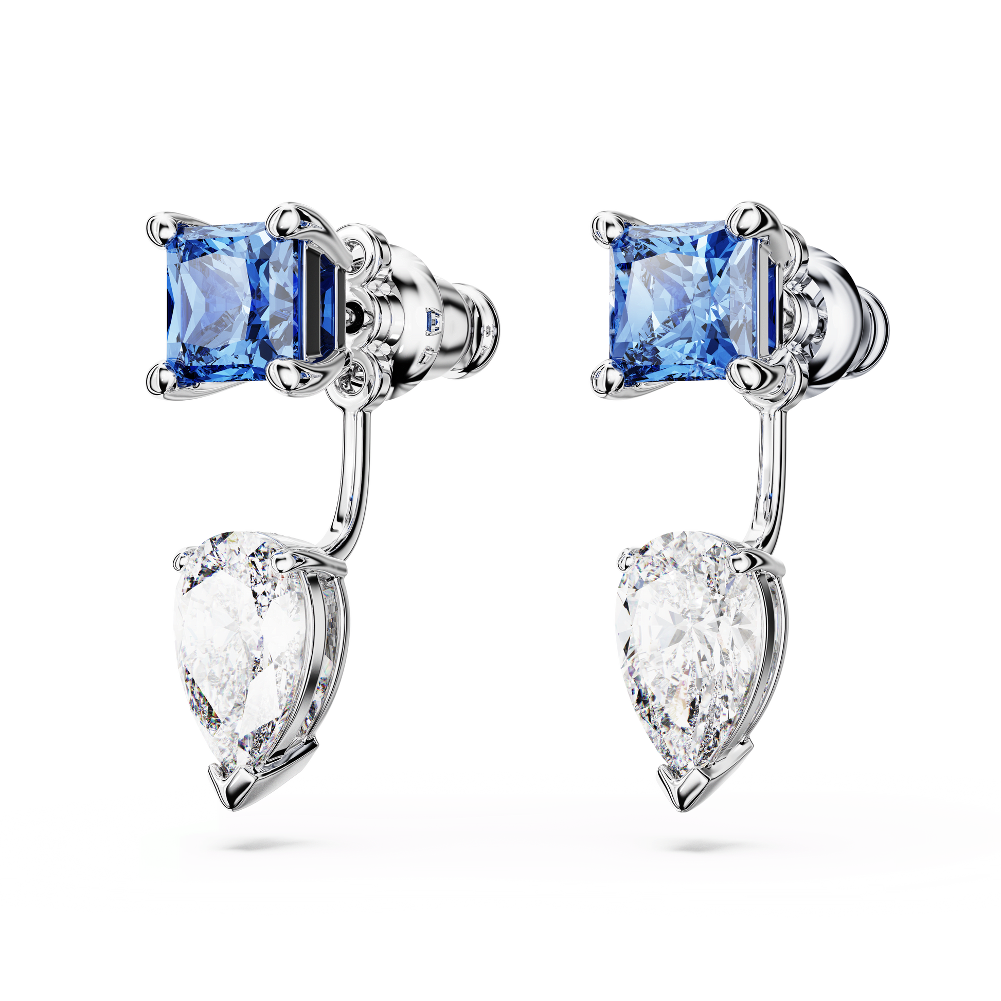 Mesmera earring jackets, Mixed cuts, Detachable, Blue, Rhodium plated 5665767