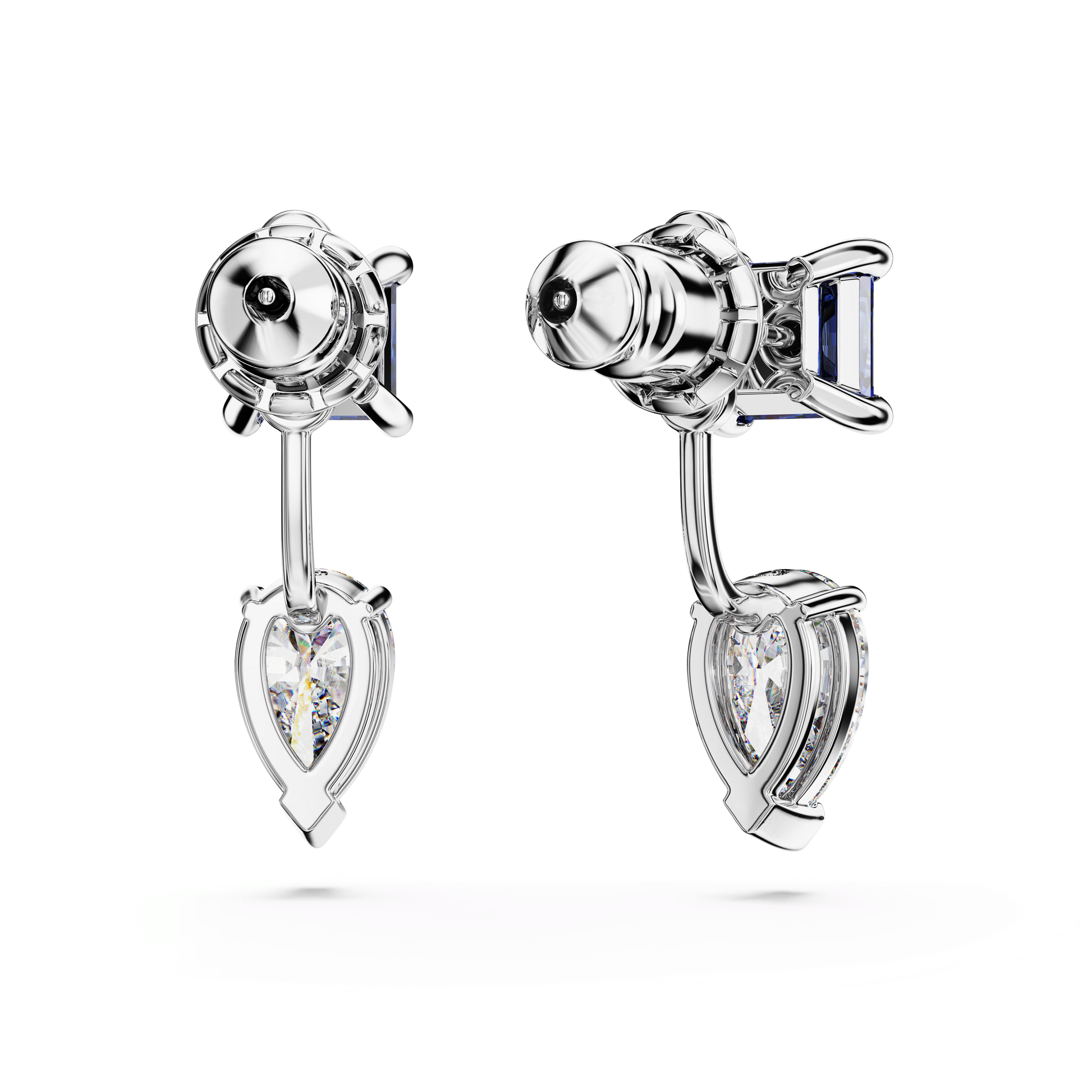 Mesmera earring jackets, Mixed cuts, Detachable, Blue, Rhodium plated 5665767