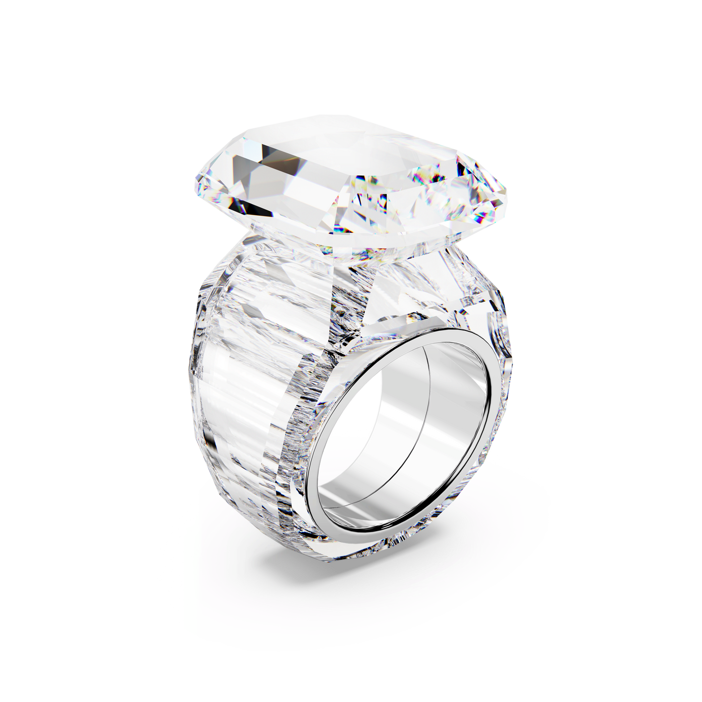 Lucent cocktail ring, Octagon cut, White 5666590