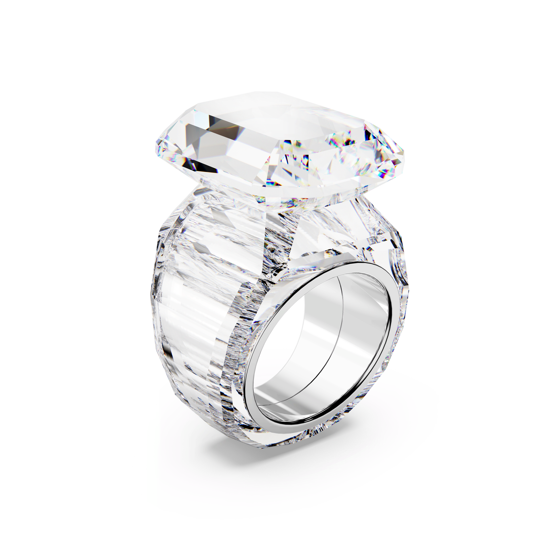 Lucent cocktail ring, Octagon cut, White 5666590