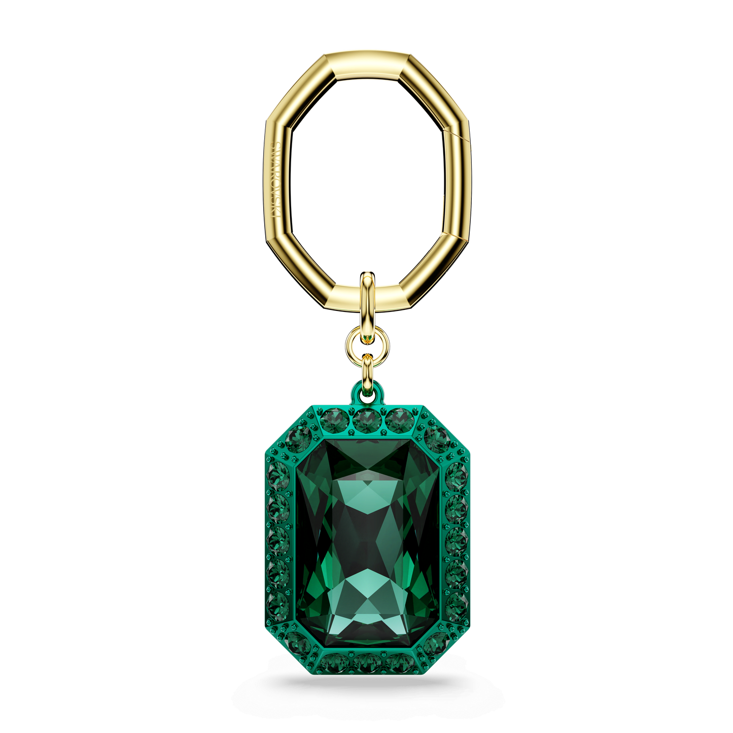 Key ring, Octagon cut, Green, Mixed metal finish 5666643