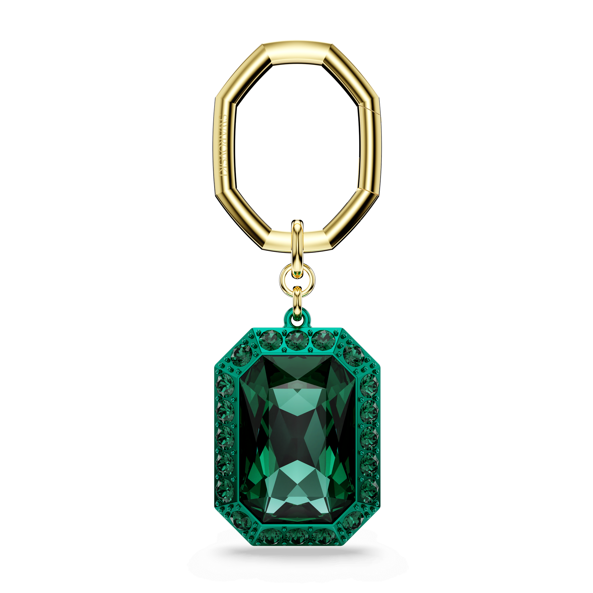 Key ring, Octagon cut, Green, Mixed metal finish 5666643
