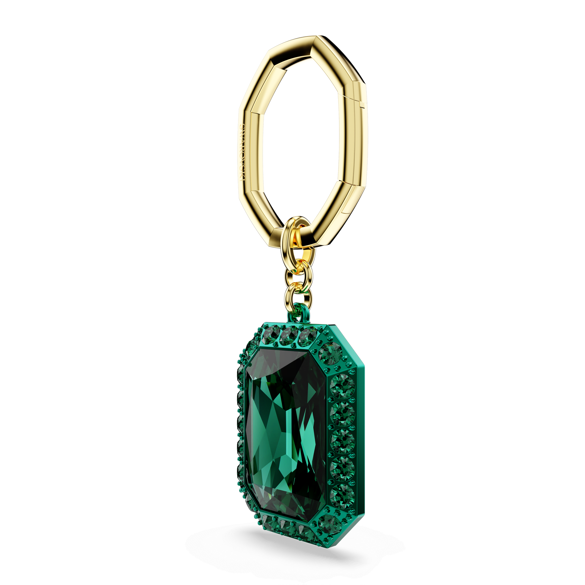 Key ring, Octagon cut, Green, Mixed metal finish 5666643