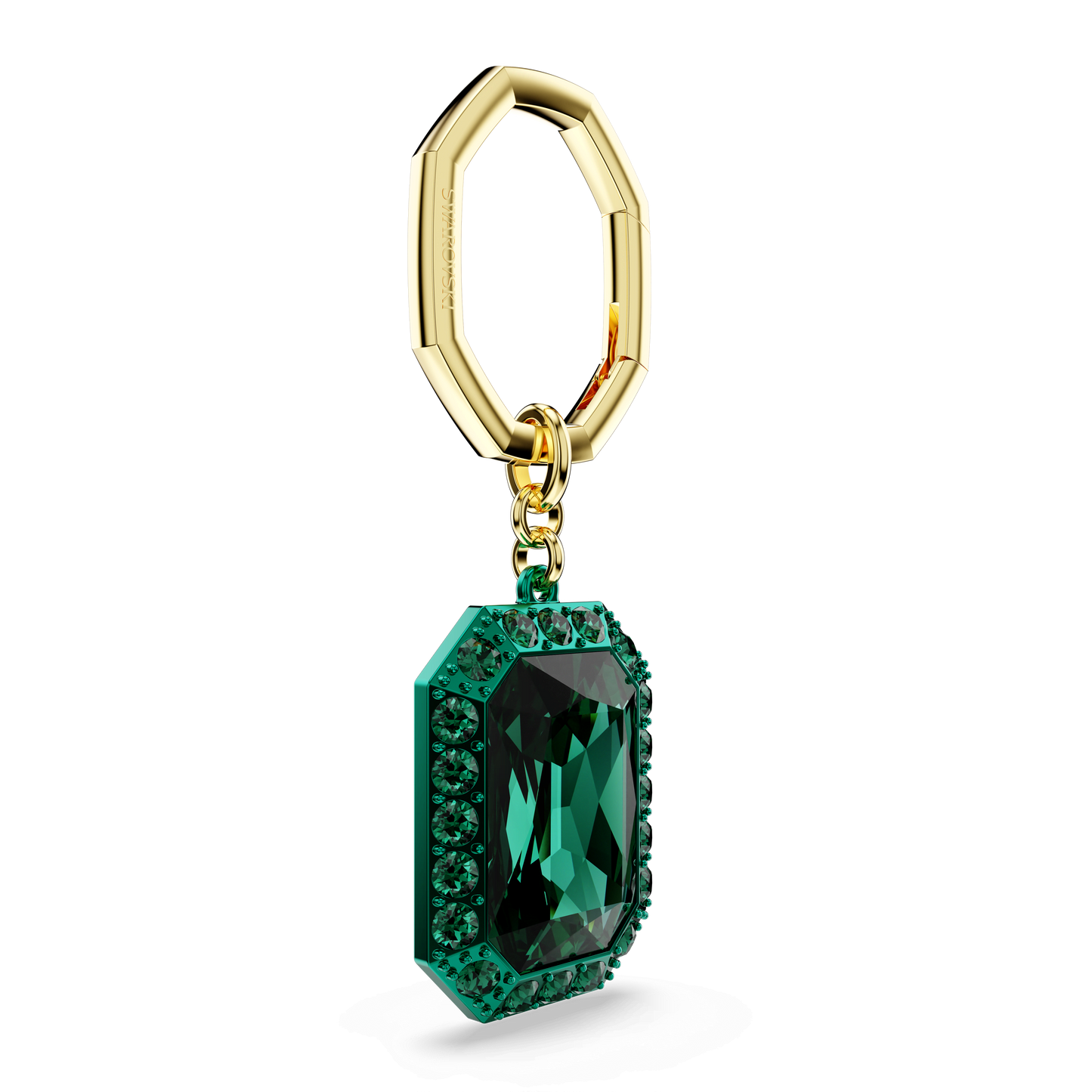 Key ring, Octagon cut, Green, Mixed metal finish 5666643