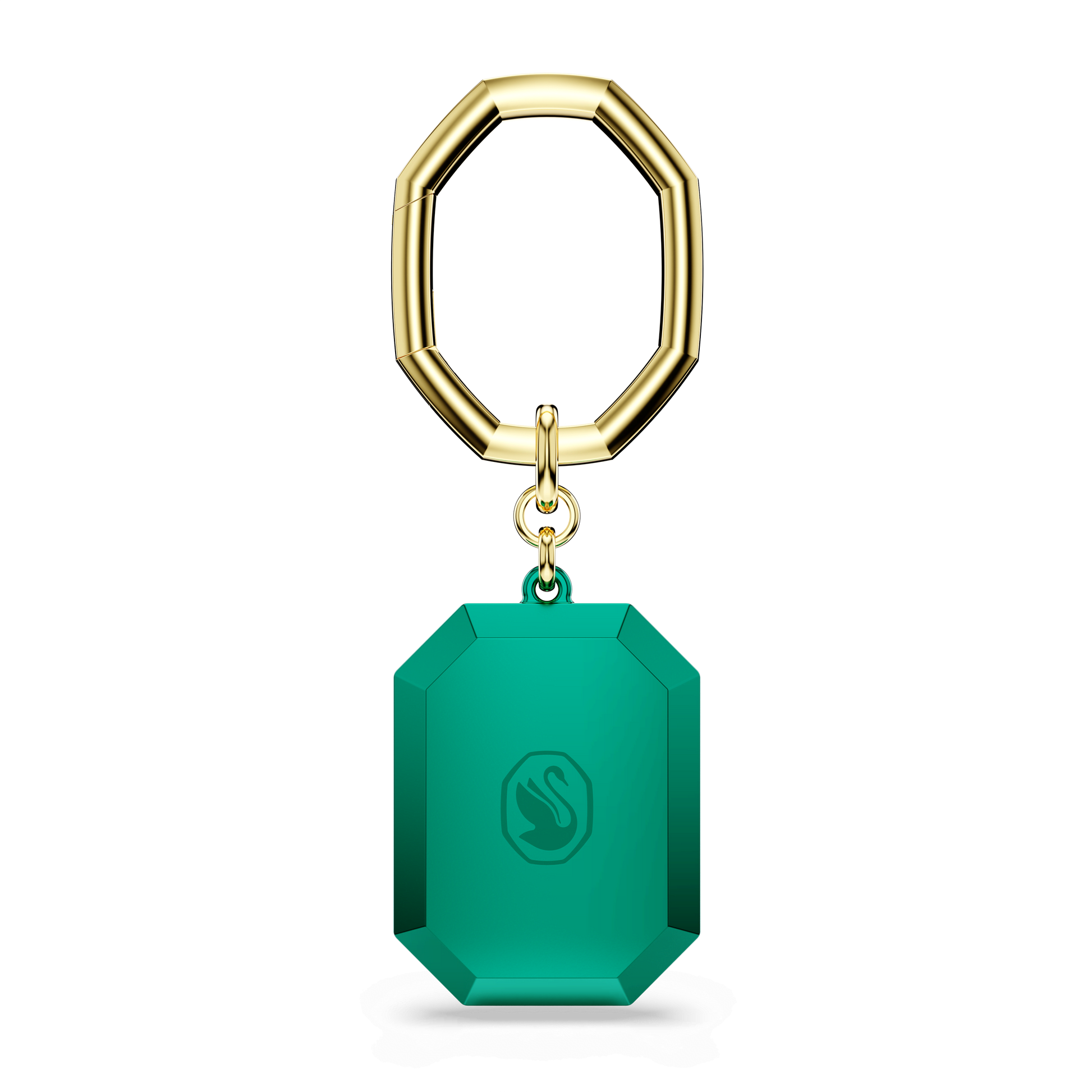 Key ring, Octagon cut, Green, Mixed metal finish 5666643