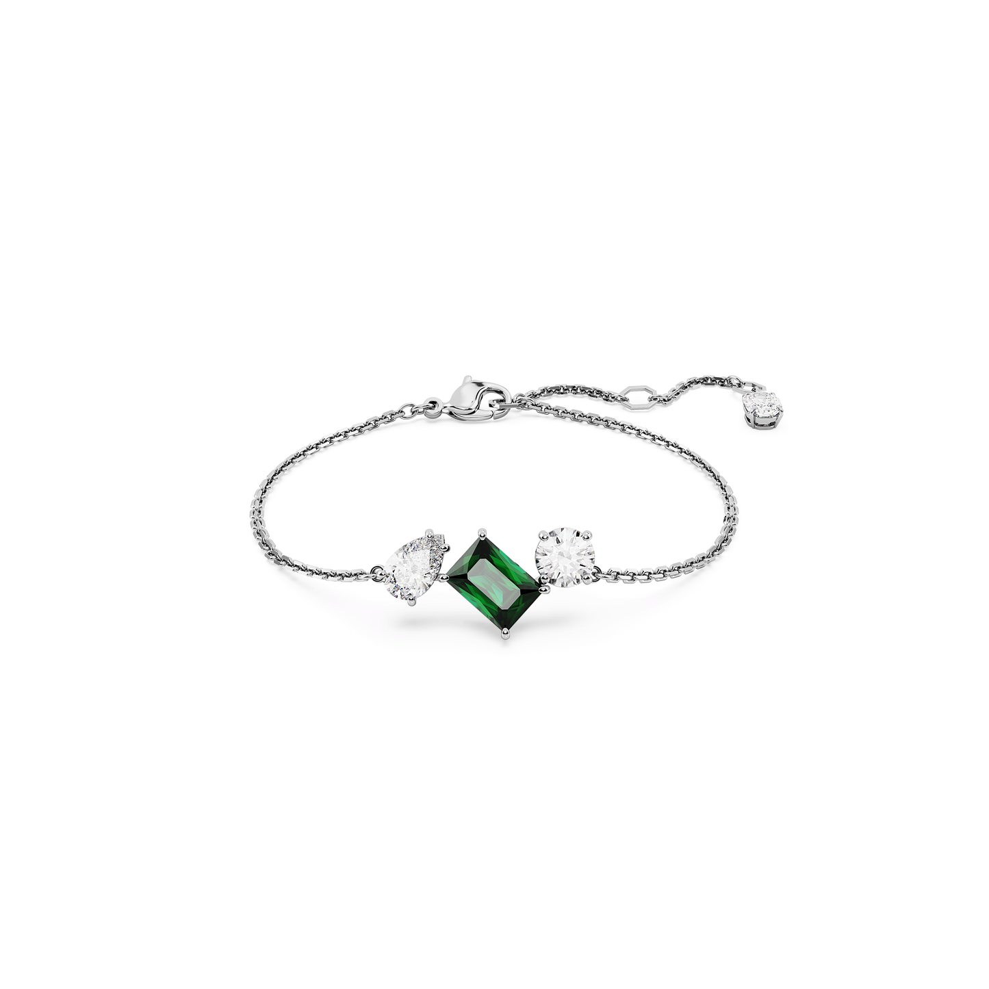 Mesmera bracelet, Mixed cuts, Green, Rhodium plated 5668360