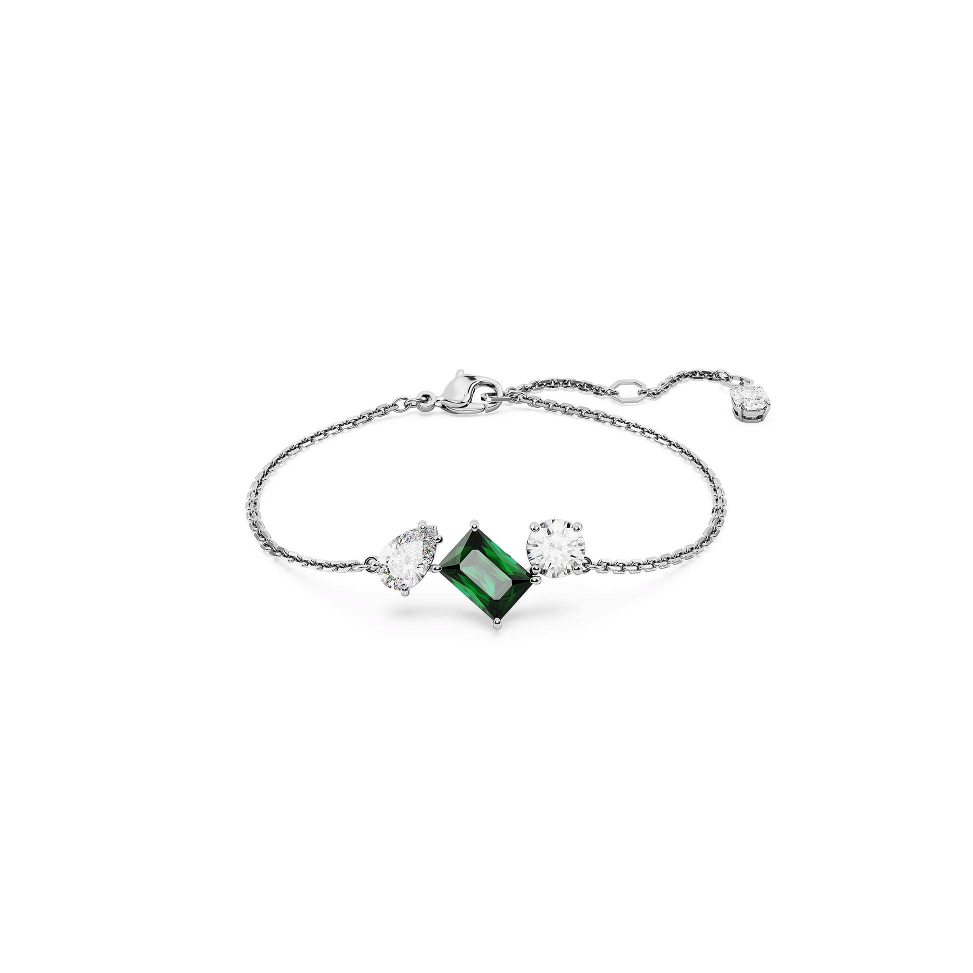 Mesmera bracelet, Mixed cuts, Green, Rhodium plated 5668360