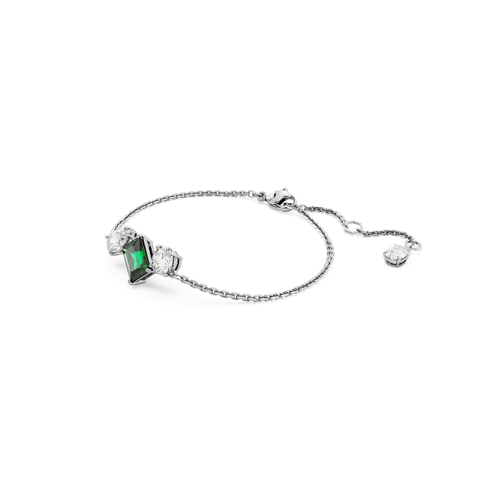 Mesmera bracelet, Mixed cuts, Green, Rhodium plated 5668360