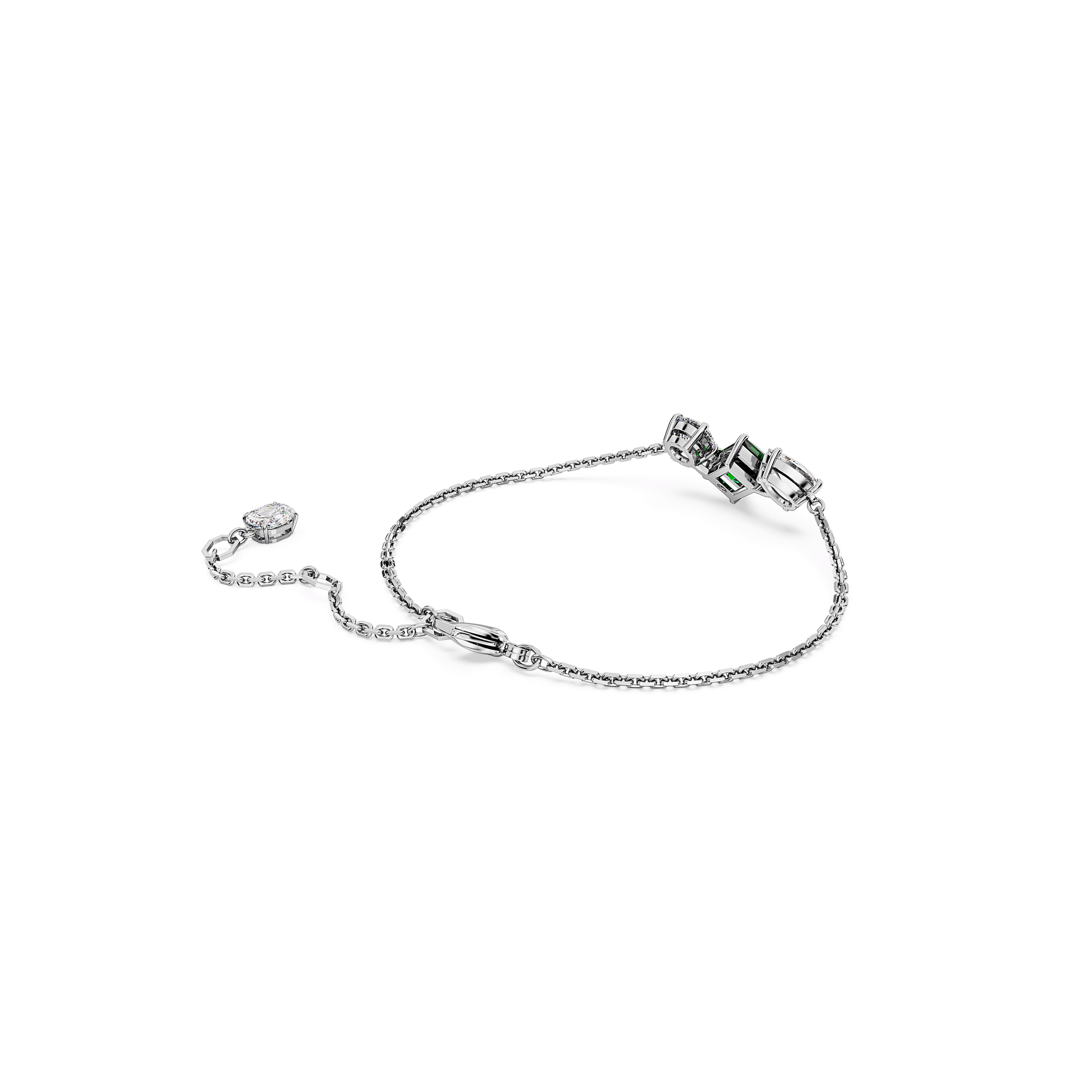 Mesmera bracelet, Mixed cuts, Green, Rhodium plated 5668360