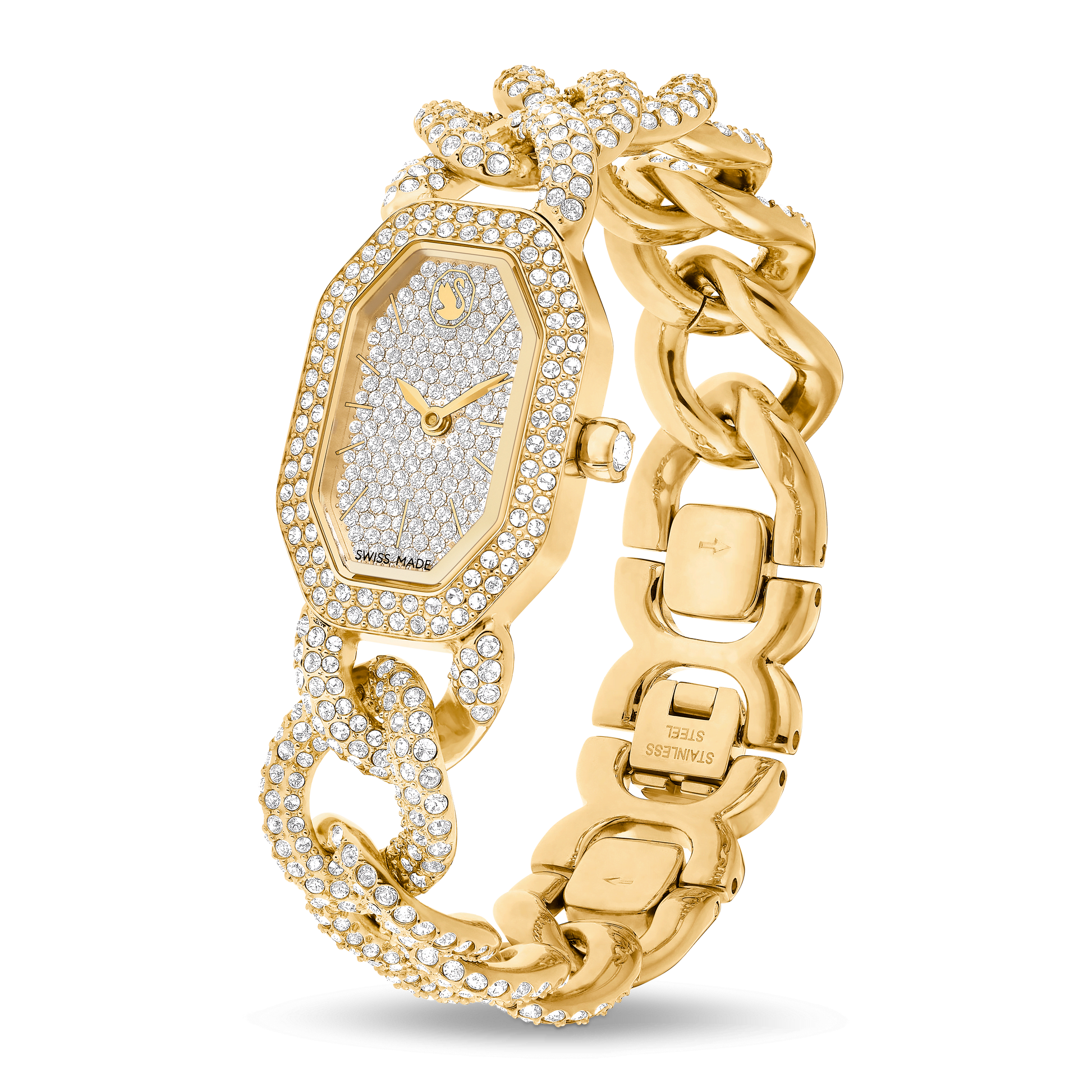 Dextera chain watch, Swiss Made, Crystal bracelet, Gold tone, Gold-tone finish 5668854