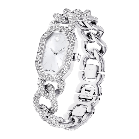 Dextera chain watch, Swiss Made, Crystal bracelet, Silver tone, Stainless Steel 5668899