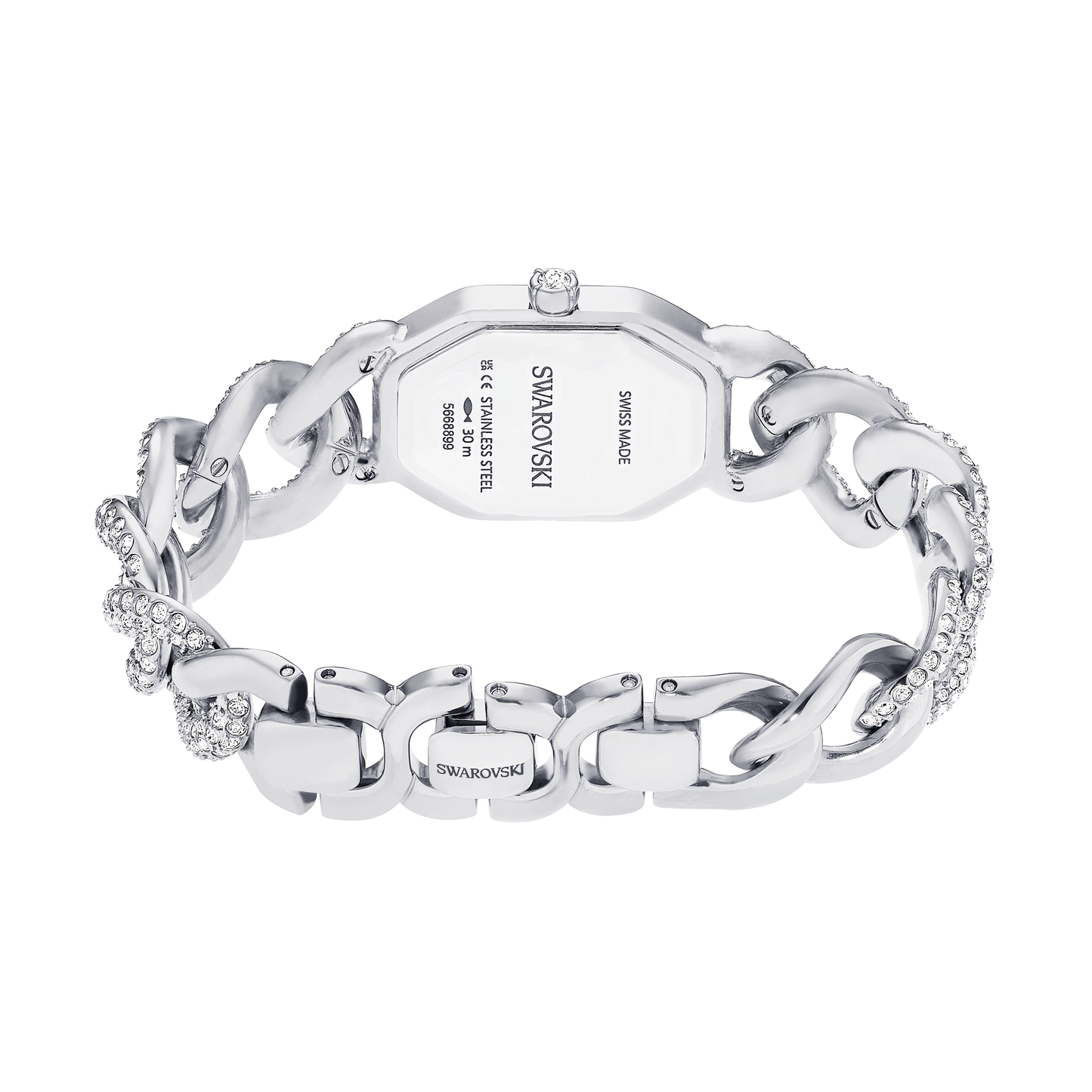 Dextera chain watch, Swiss Made, Crystal bracelet, Silver tone, Stainless Steel 5668899