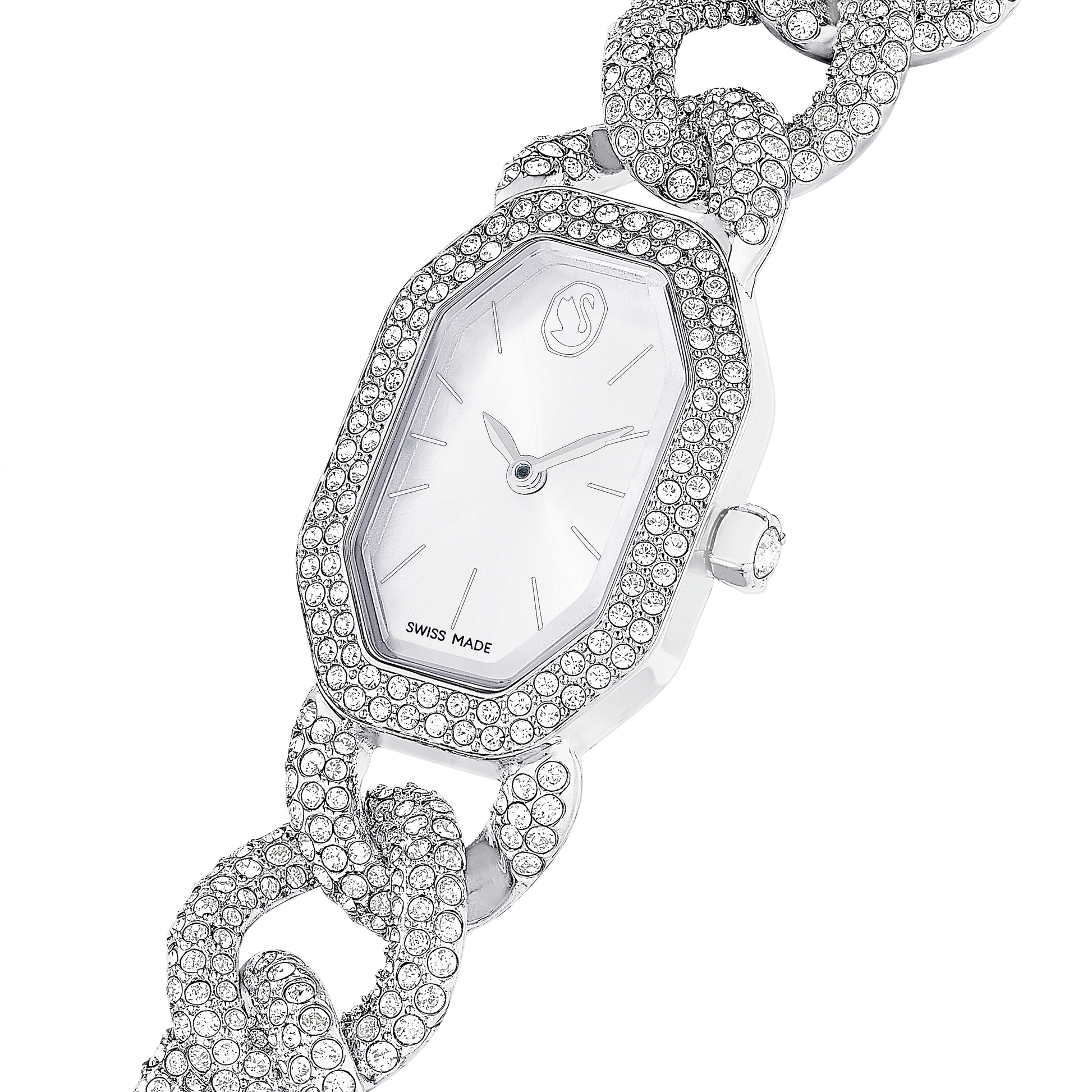Dextera chain watch, Swiss Made, Crystal bracelet, Silver tone, Stainless Steel 5668899