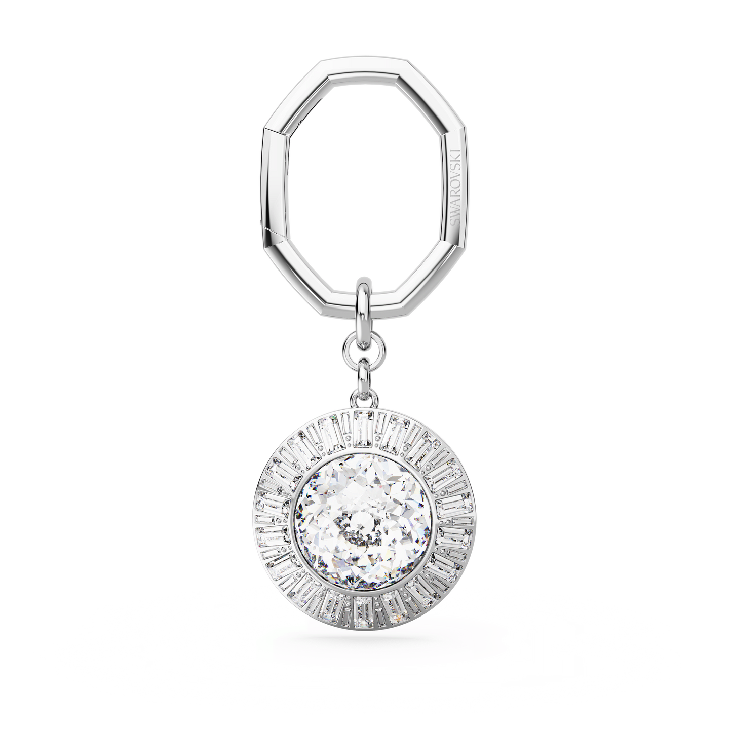 Key ring, Round cut, White, Rhodium plated 5669119