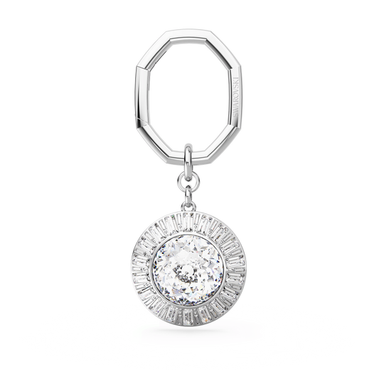 Key ring, Round cut, White, Rhodium plated 5669119