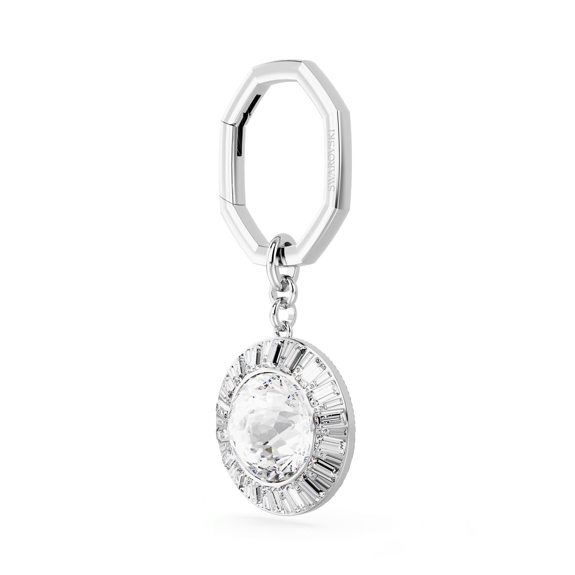 Key ring, Round cut, White, Rhodium plated 5669119